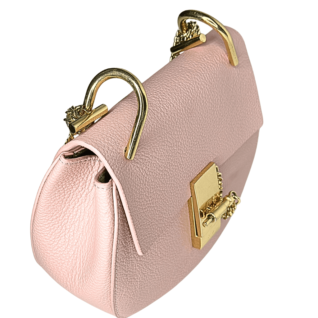 Chloe Leather Drew Crossbody Bag Pink