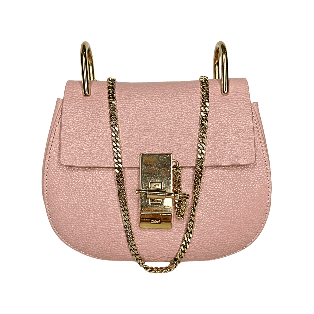 Chloe Leather Drew Crossbody Bag Pink