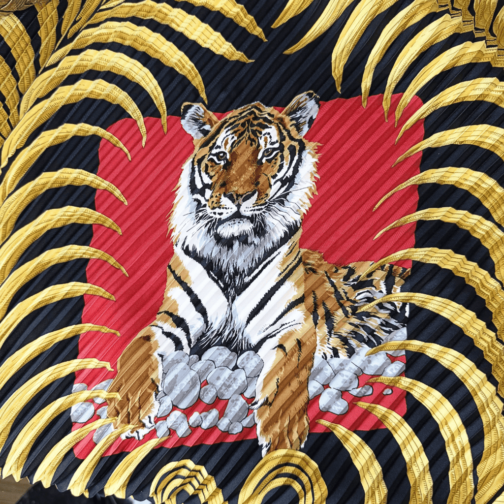 Hermes Silk Tigre Royal Plisse Scarf