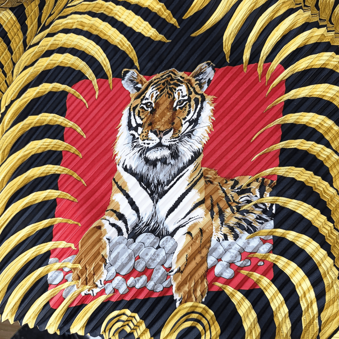 Hermes Silk Tigre Royal Plisse Scarf