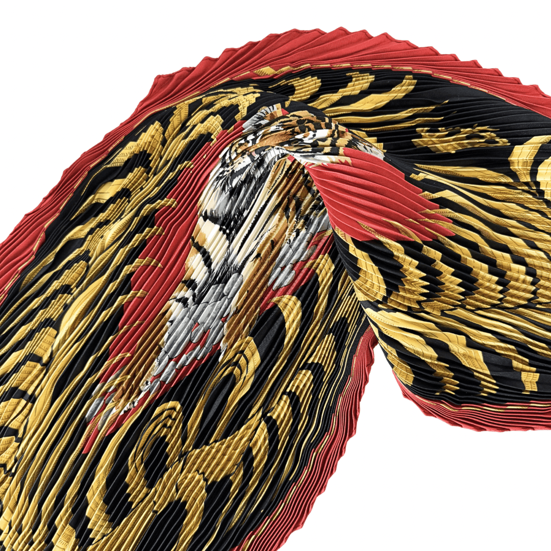 Hermes Silk Tigre Royal Plisse Scarf