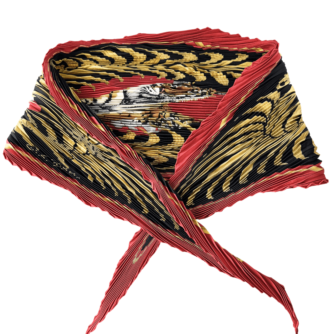 Hermes Silk Tigre Royal Plisse Scarf