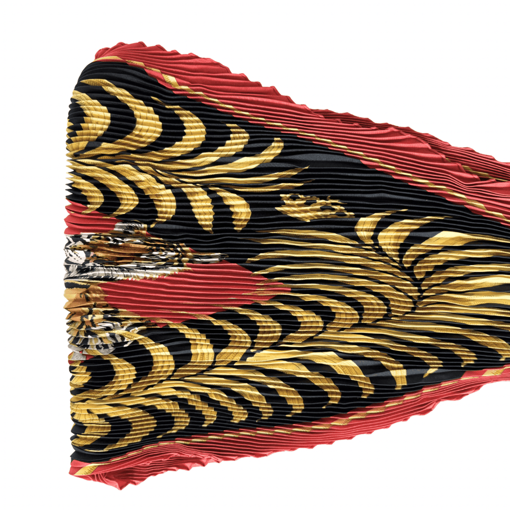 Hermes Silk Tigre Royal Plisse Scarf
