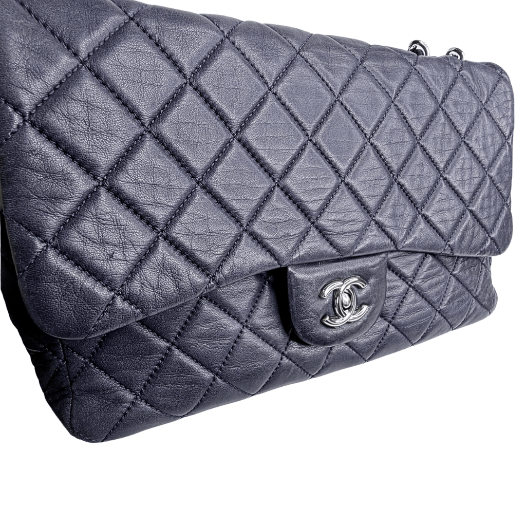Chanel Navy Single Classic Flap Jumbo
