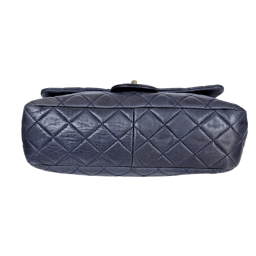 Chanel Navy Single Classic Flap Jumbo