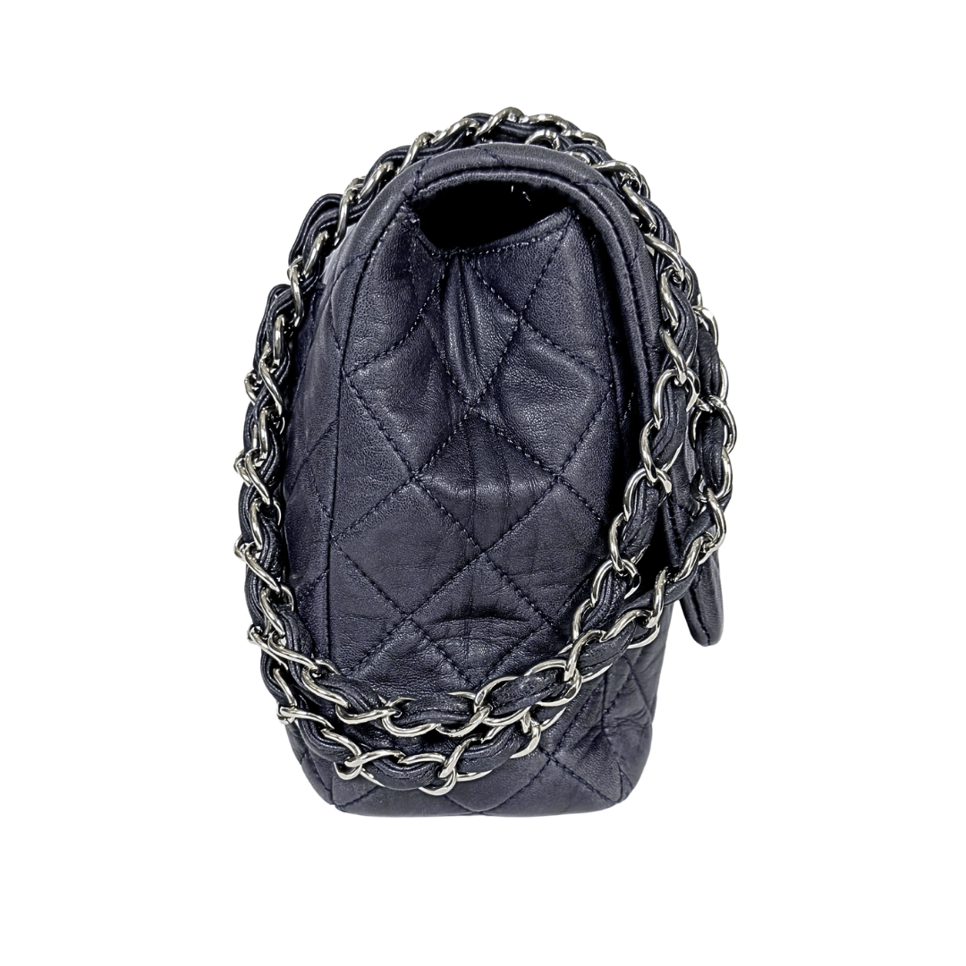 Chanel Navy Single Classic Flap Jumbo