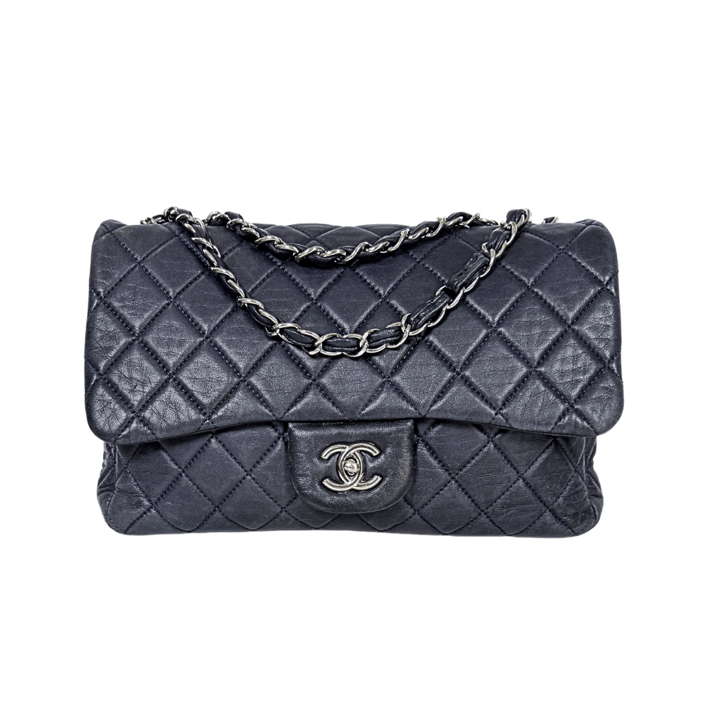Chanel Navy Single Classic Flap Jumbo