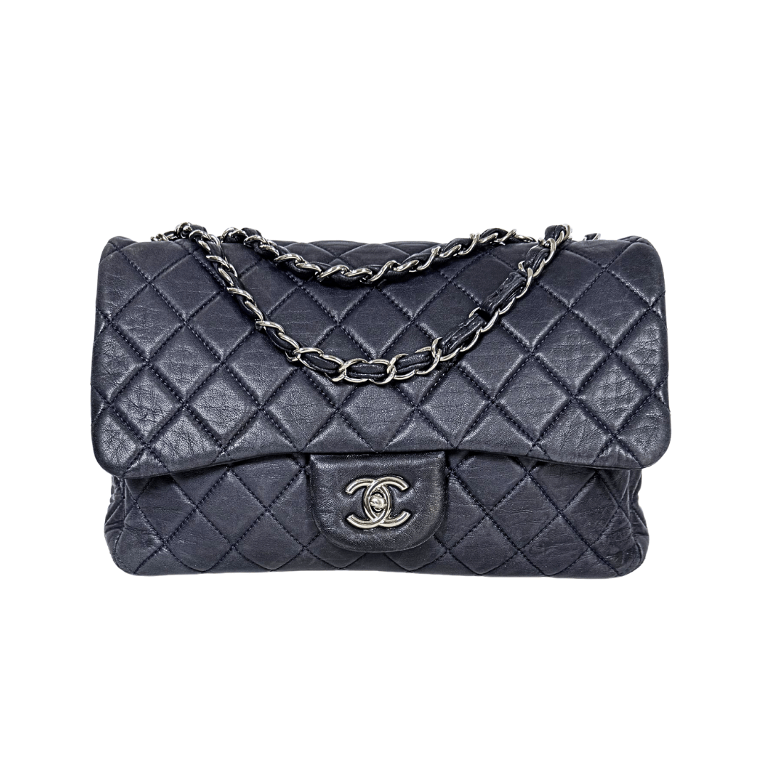 Chanel Navy Single Classic Flap Jumbo