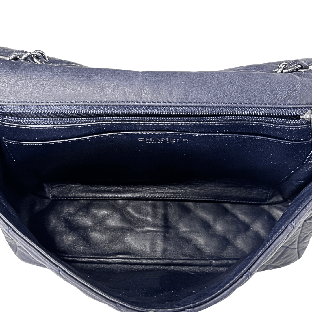 Chanel Navy Single Classic Flap Jumbo