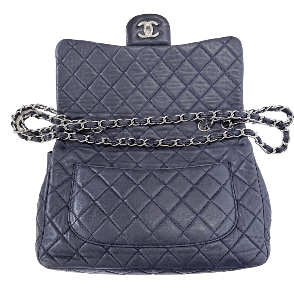 Chanel Navy Single Classic Flap Jumbo