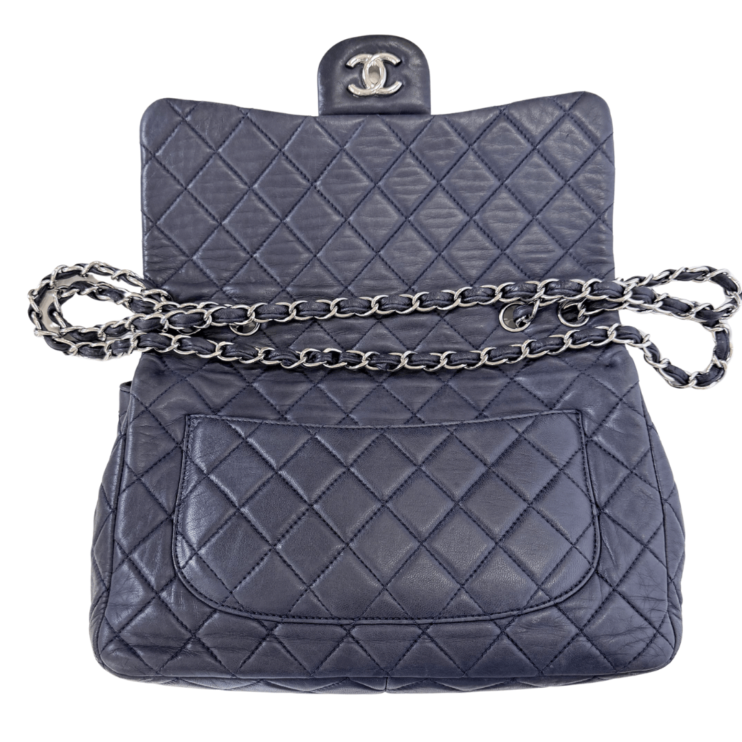 Chanel Navy Single Classic Flap Jumbo