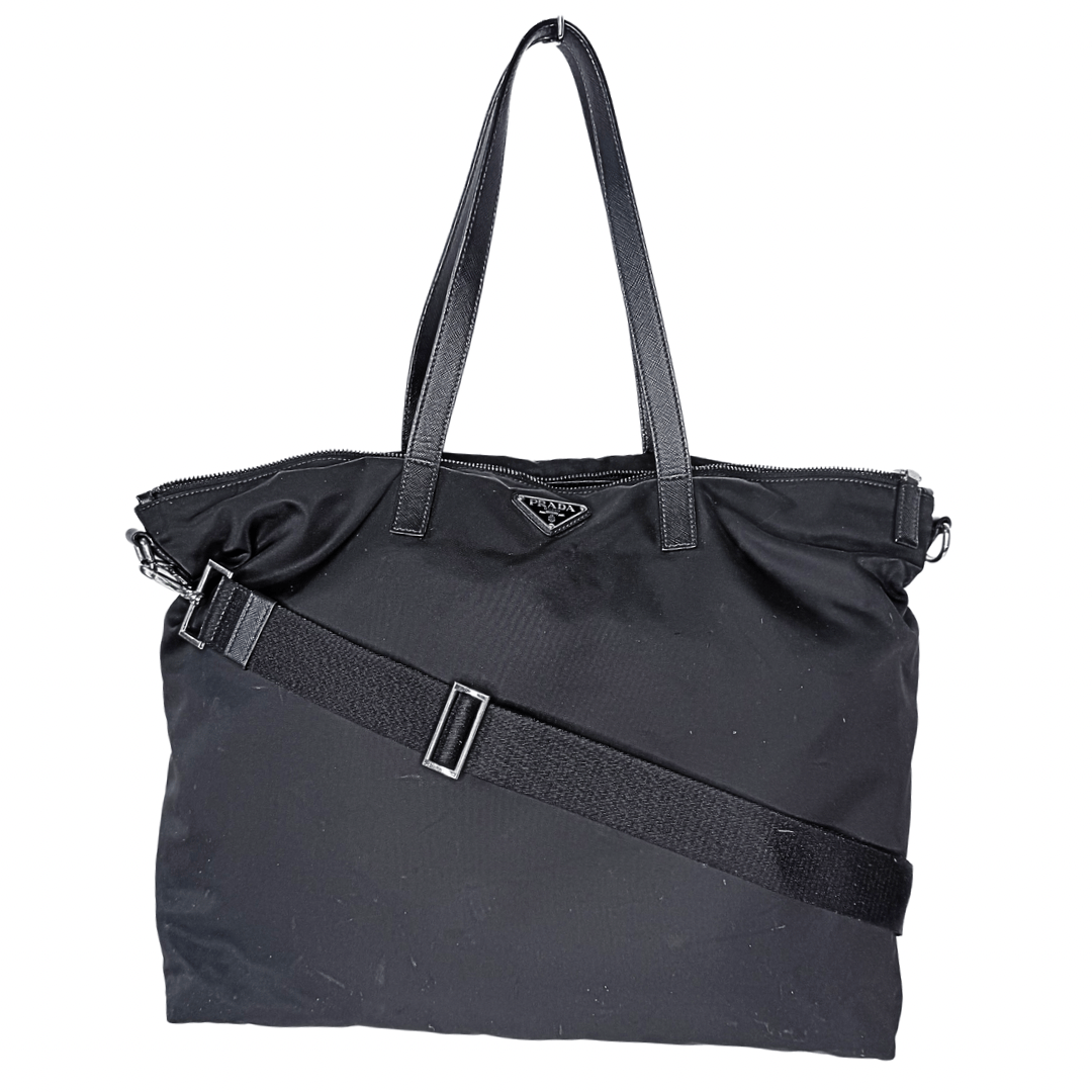 Prada Large Tessuto Zip Top Convertible Duffle Bag
