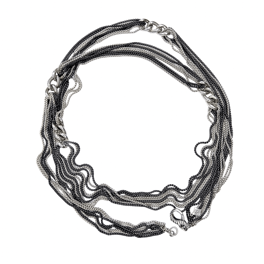 David Yurman Pave Diamond Ball Station Multi Strand Necklace