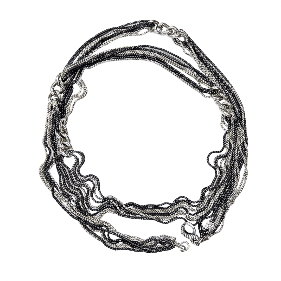 David Yurman Pave Diamond Ball Station Multi Strand Necklace