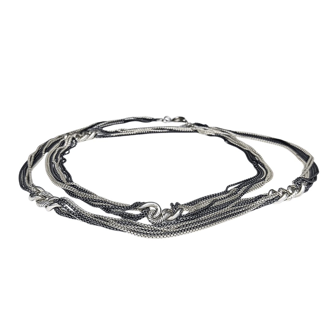 David Yurman Pave Diamond Ball Station Multi Strand Necklace
