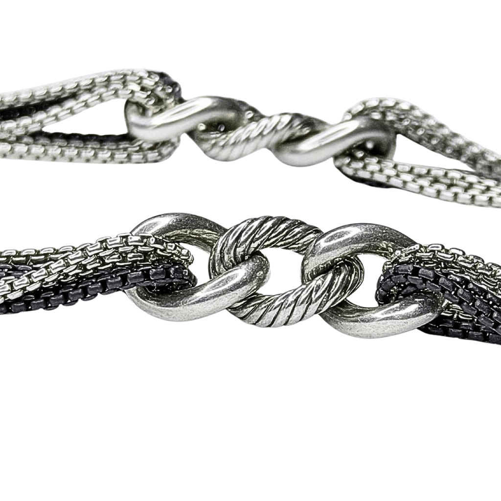 David Yurman Pave Diamond Ball Station Multi Strand Necklace