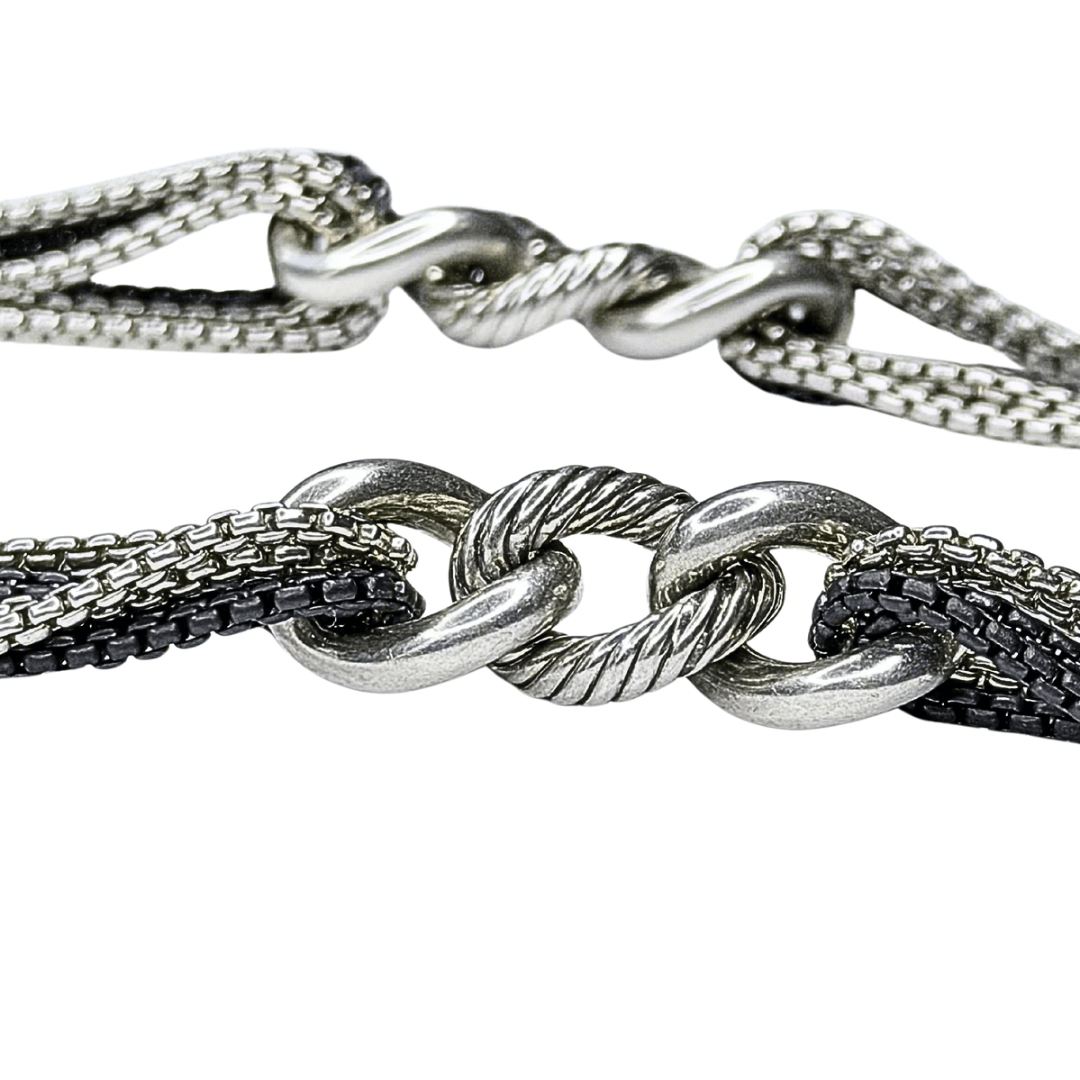 David Yurman Pave Diamond Ball Station Multi Strand Necklace