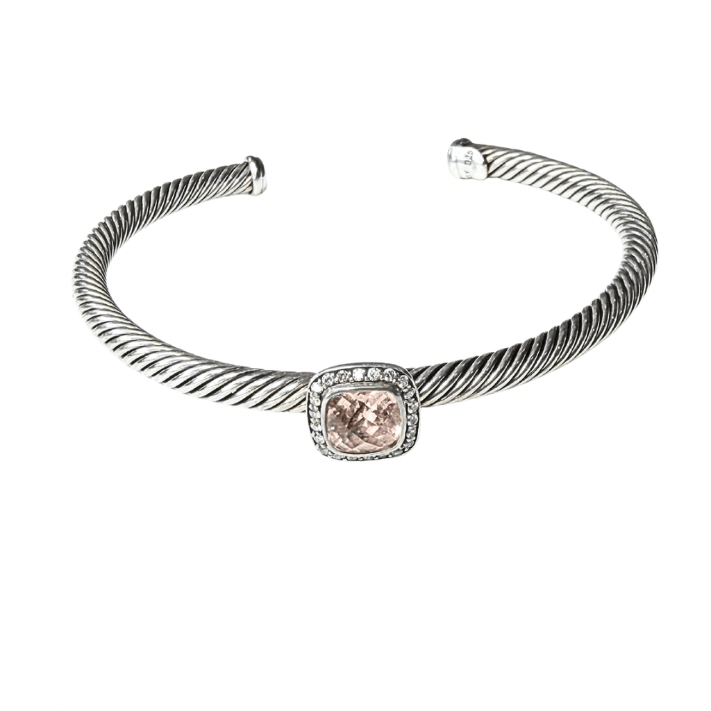 David Yurman Albion Morganite Station Cable Cuff Bracelet