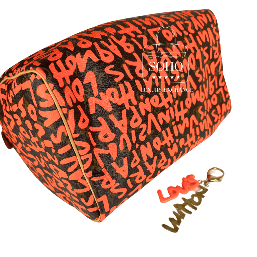 Louis Vuitton Monogram Orange Graffiti Speedy 30 Bag