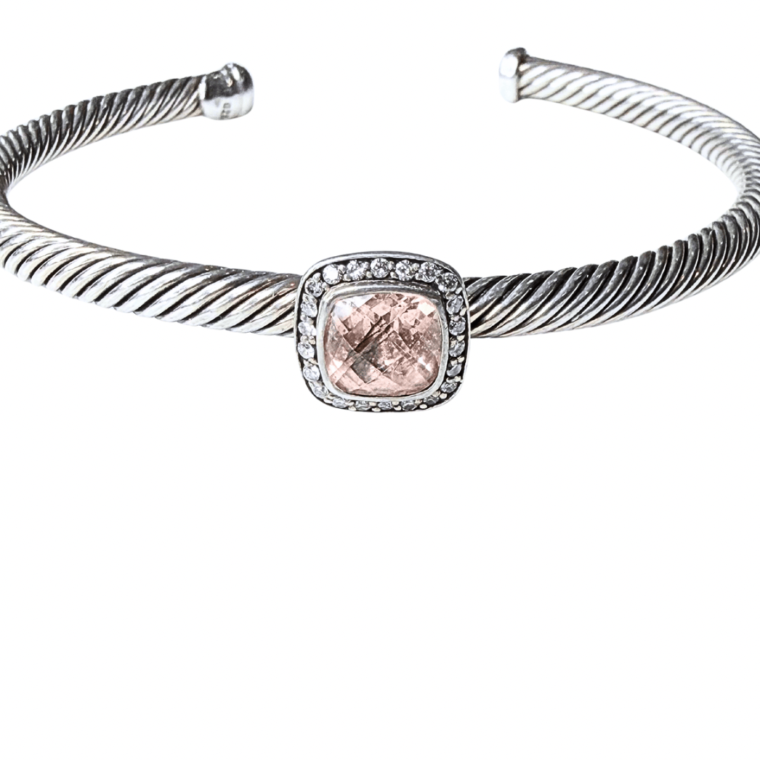 David Yurman Albion Morganite Station Cable Cuff Bracelet