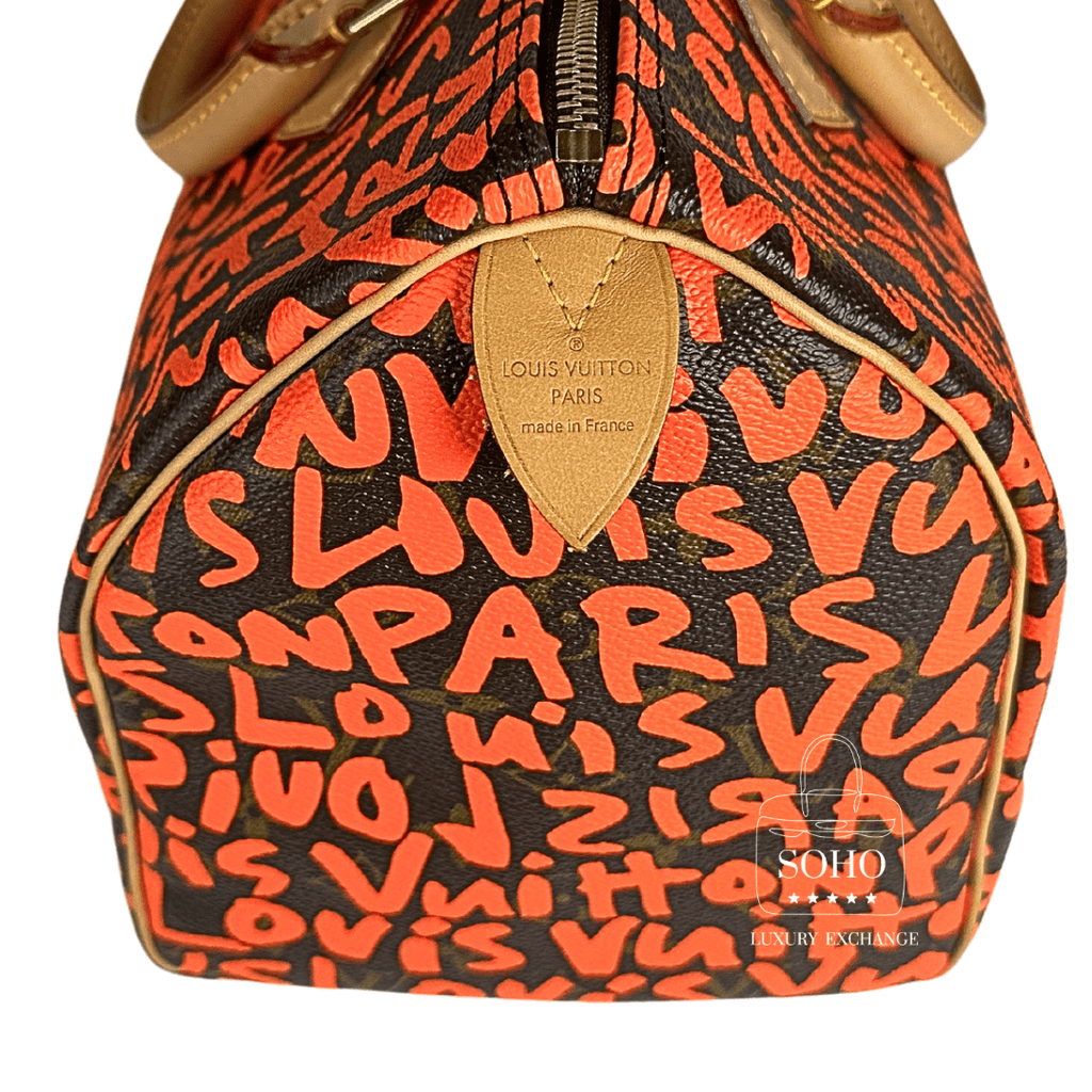 Louis Vuitton Monogram Orange Graffiti Speedy 30 Bag