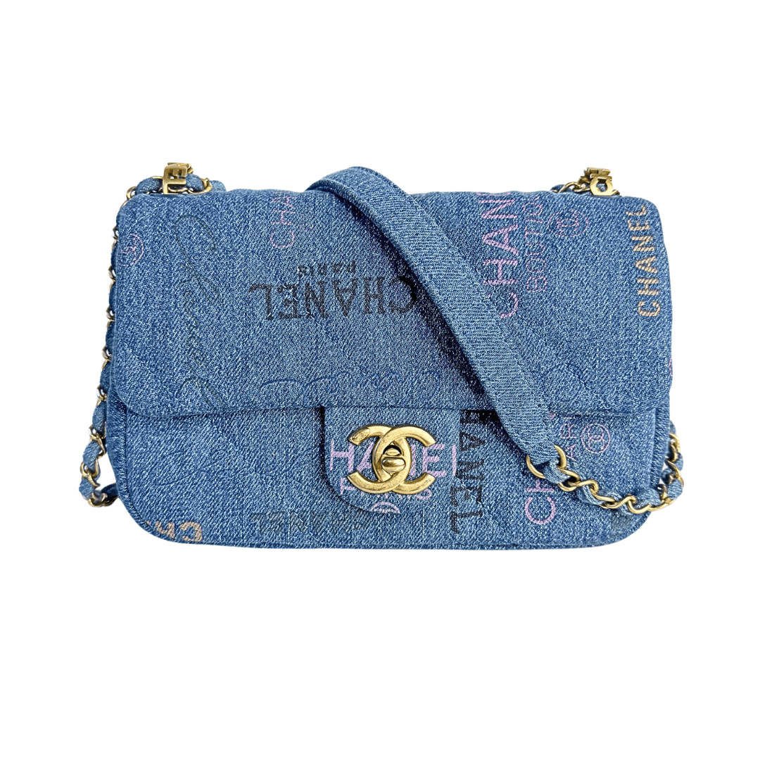 Chanel Denim Quilted Mini Denim Mood Rectangular Flap