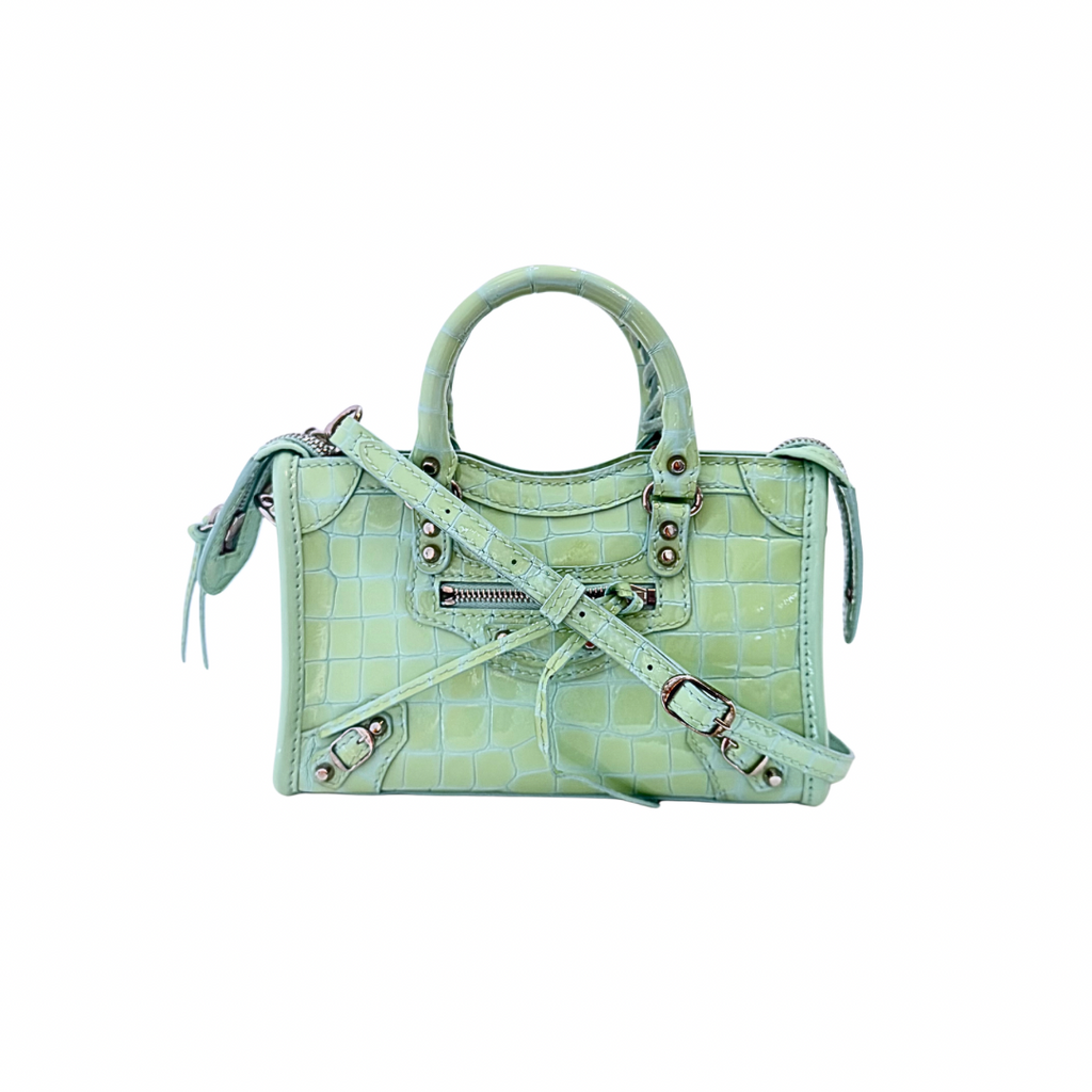 Balenciaga Neo Classic Croc Embossed Nano City Bag