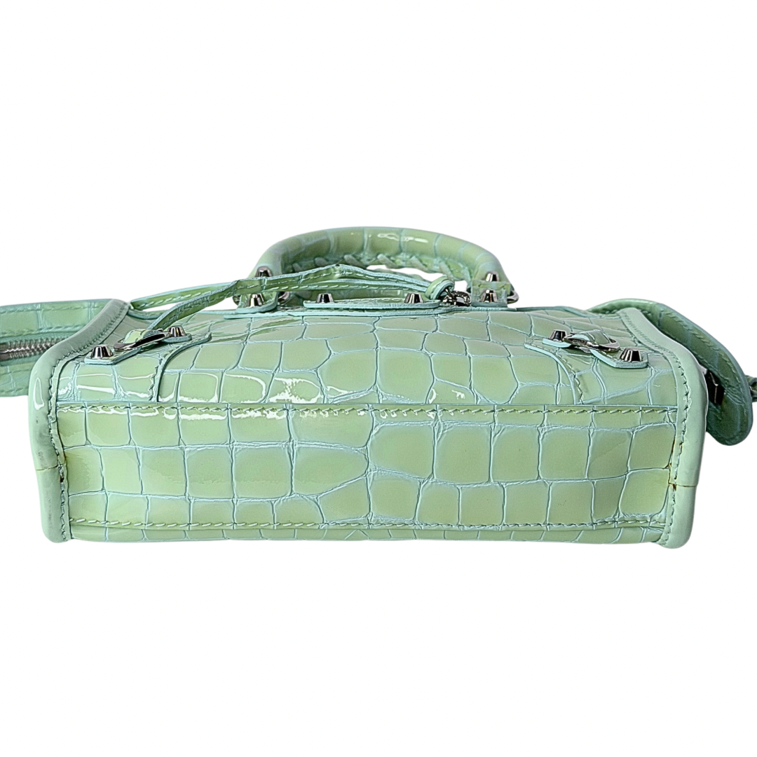 Balenciaga Neo Classic Croc Embossed Nano City Bag