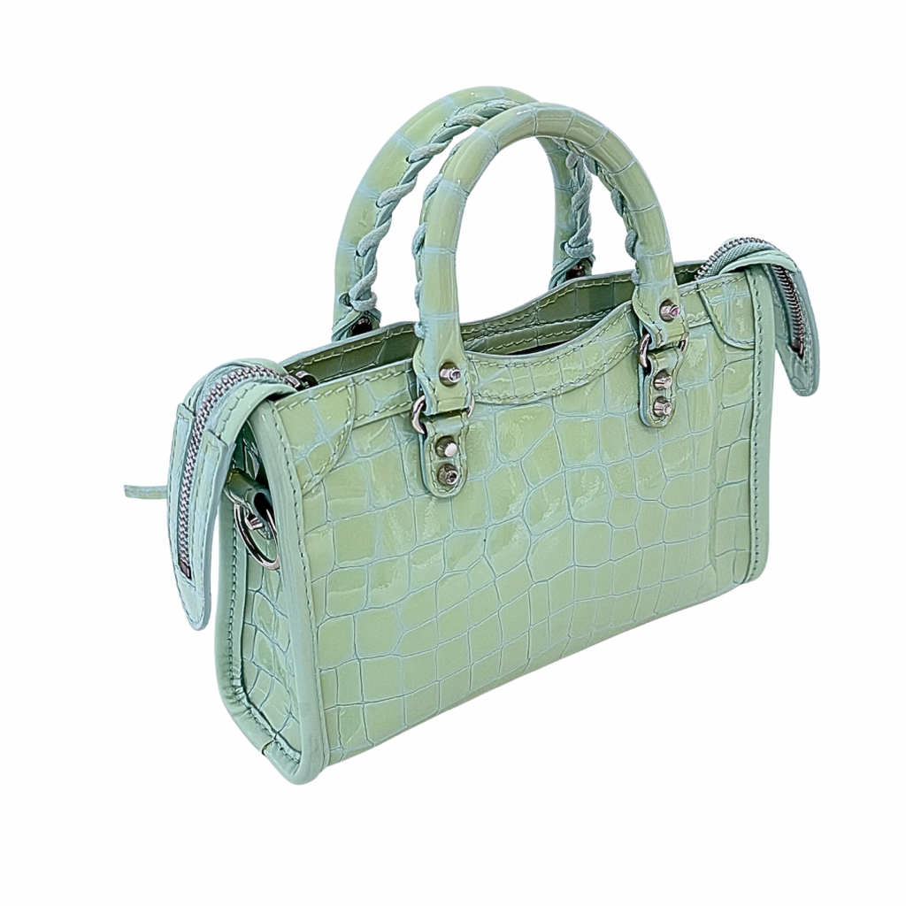 Balenciaga Neo Classic Croc Embossed Nano City Bag