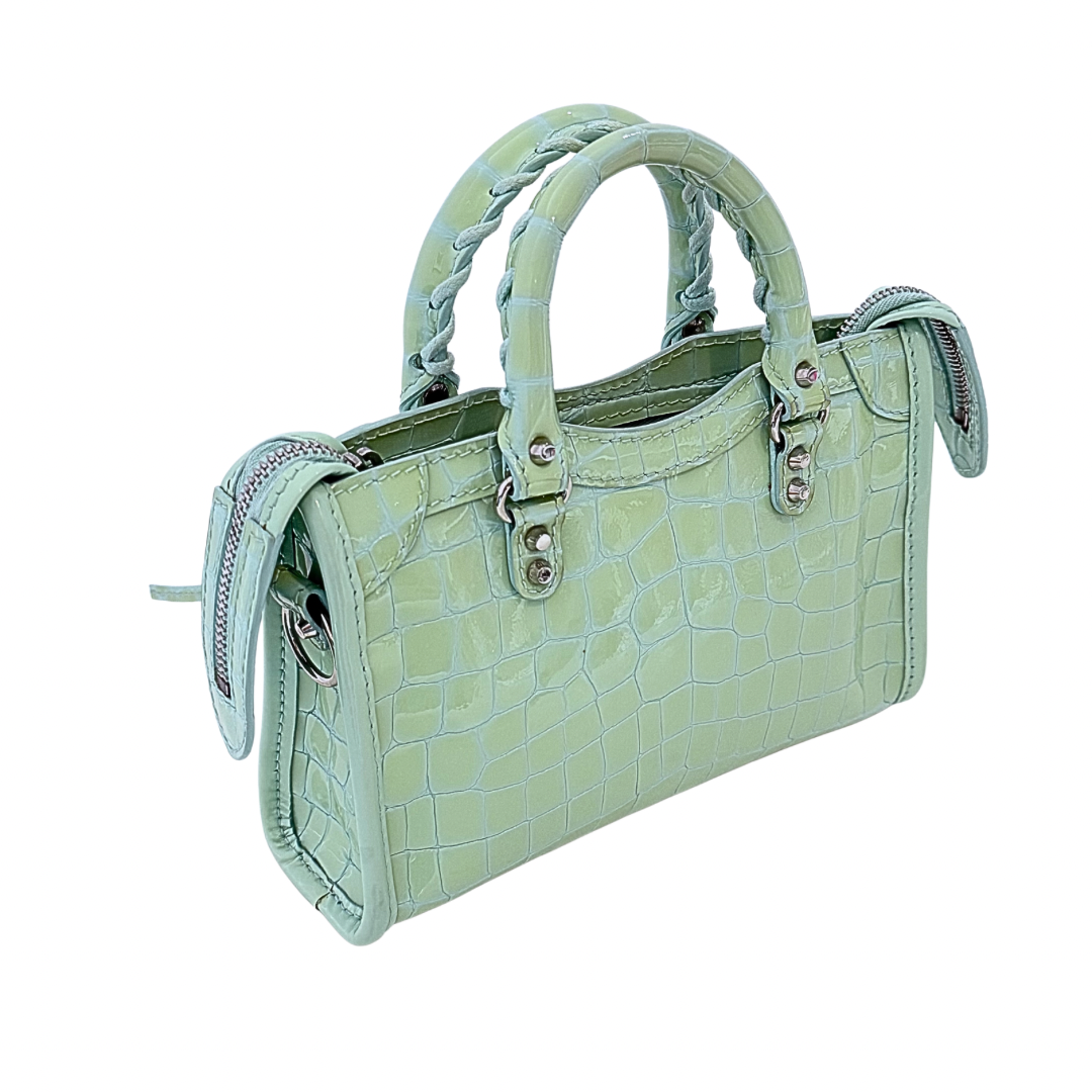 Balenciaga Neo Classic Croc Embossed Nano City Bag