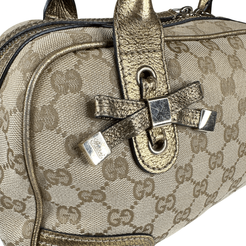 Gucci GG Canvas & Gold Princy Boston Bag