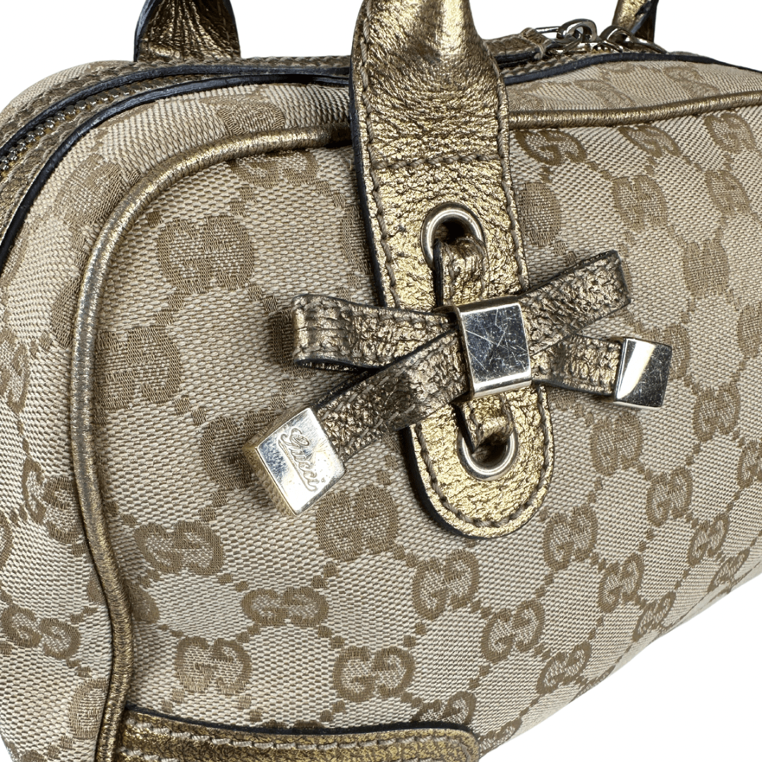 Gucci GG Canvas & Gold Princy Boston Bag