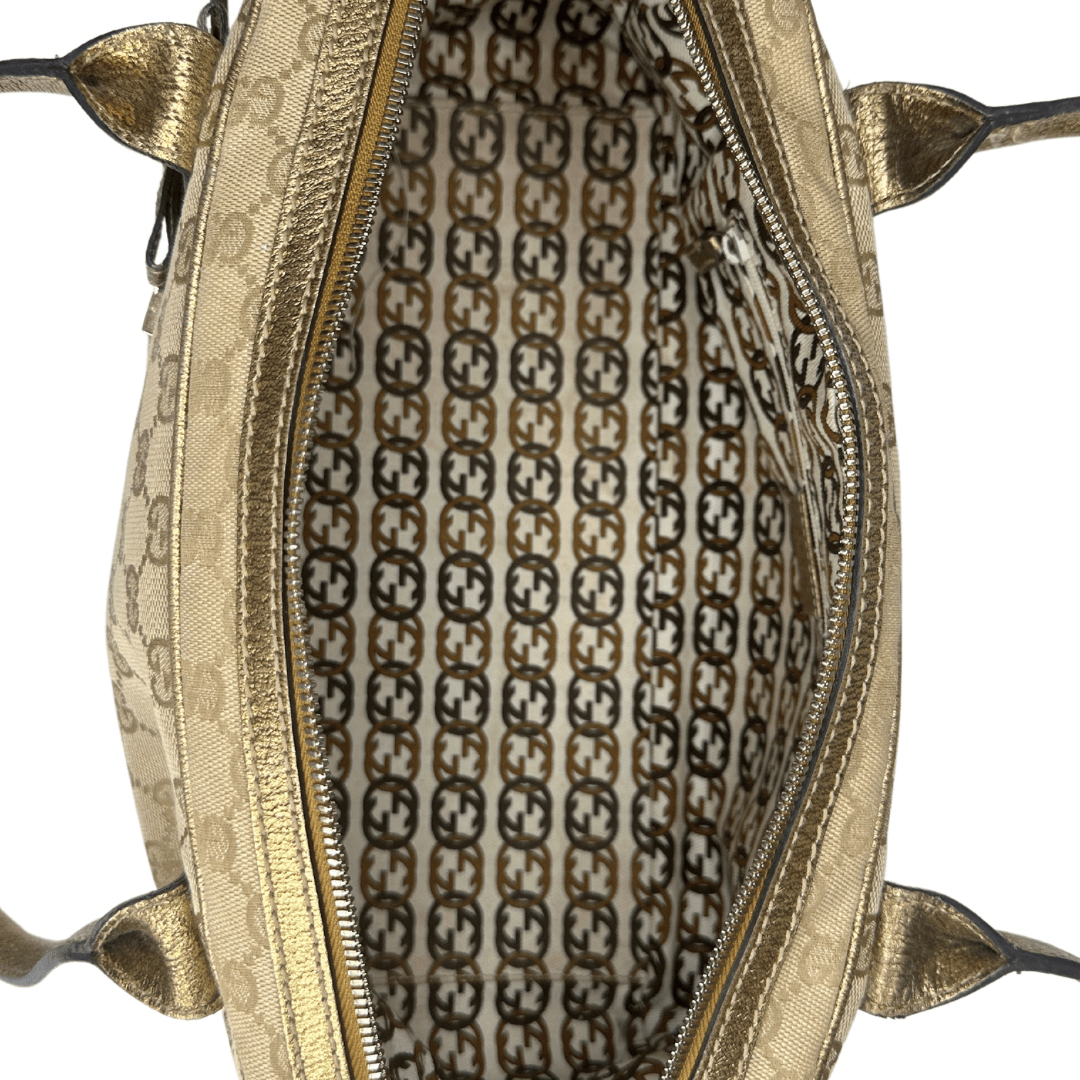 Gucci GG Canvas & Gold Princy Boston Bag