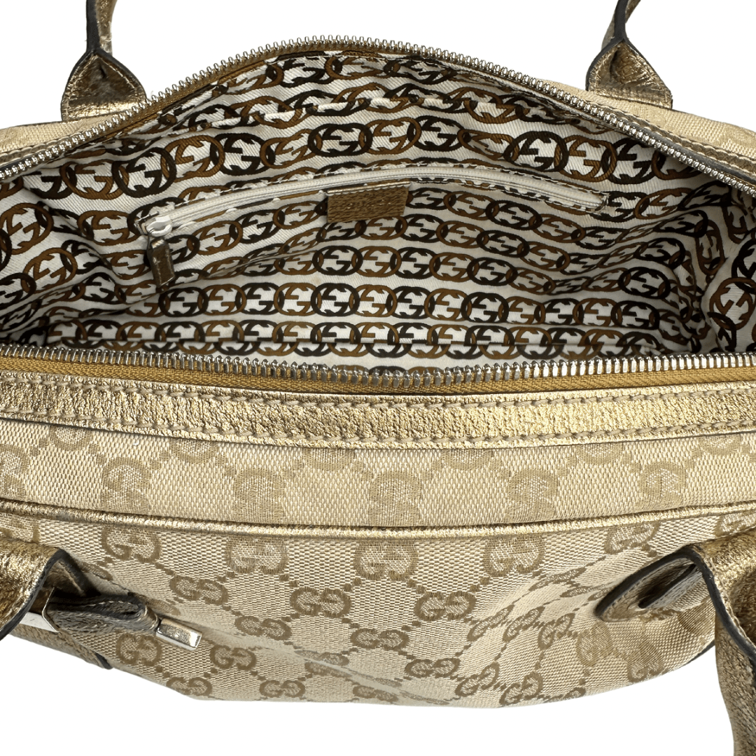 Gucci GG Canvas & Gold Princy Boston Bag
