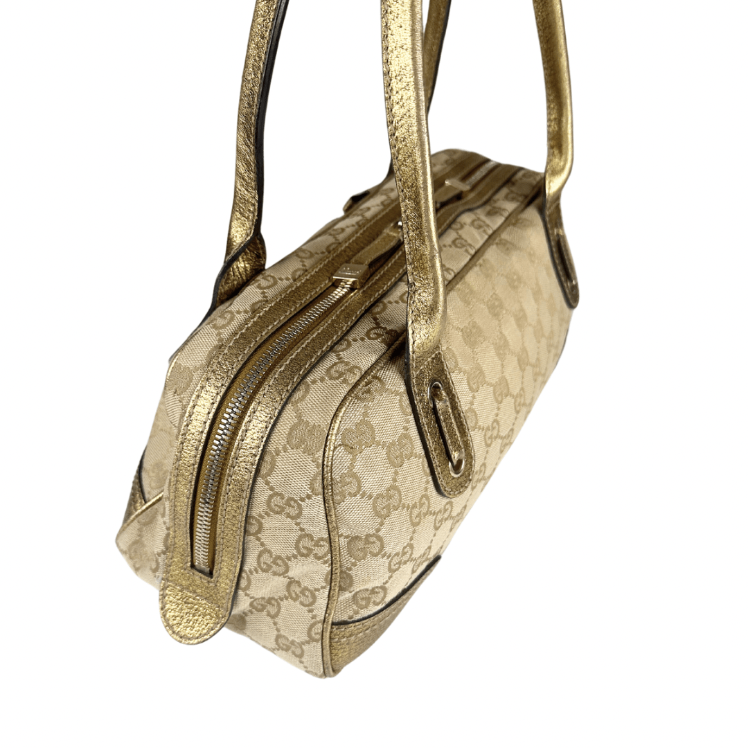 Gucci GG Canvas & Gold Princy Boston Bag