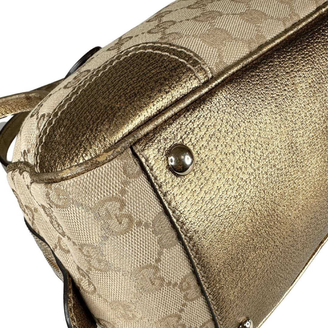 Gucci GG Canvas & Gold Princy Boston Bag