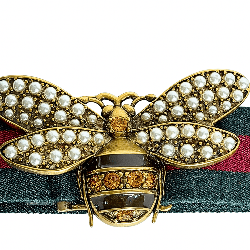 Gucci Web Queen Margaret Bee Belt