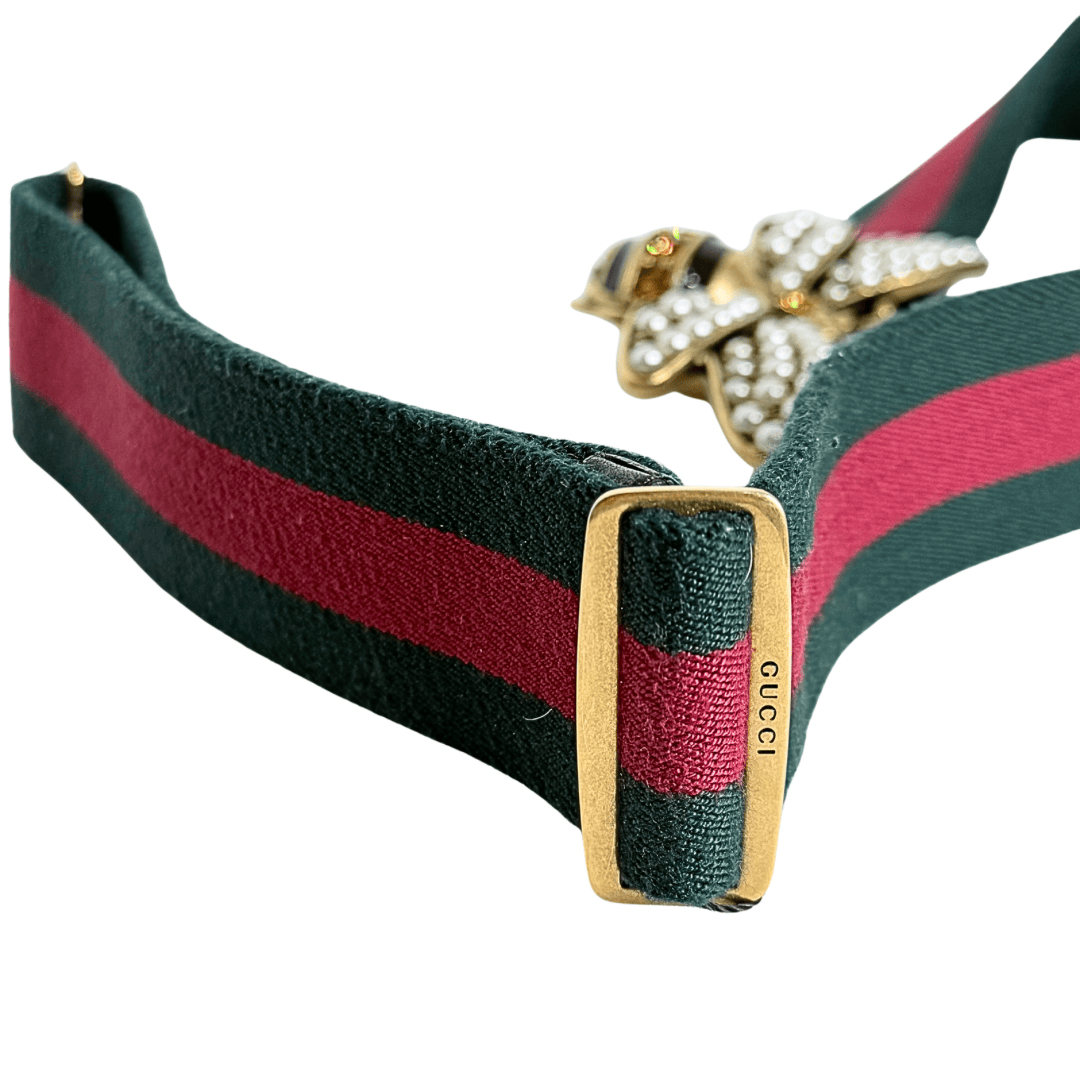 Gucci Web Queen Margaret Bee Belt