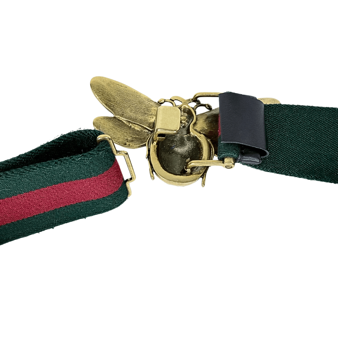 Gucci Web Queen Margaret Bee Belt
