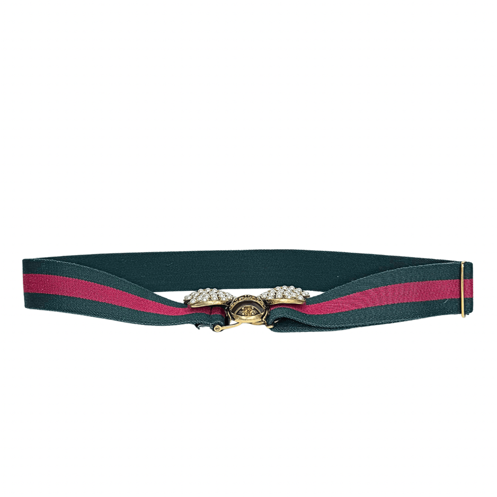 Gucci Web Queen Margaret Bee Belt