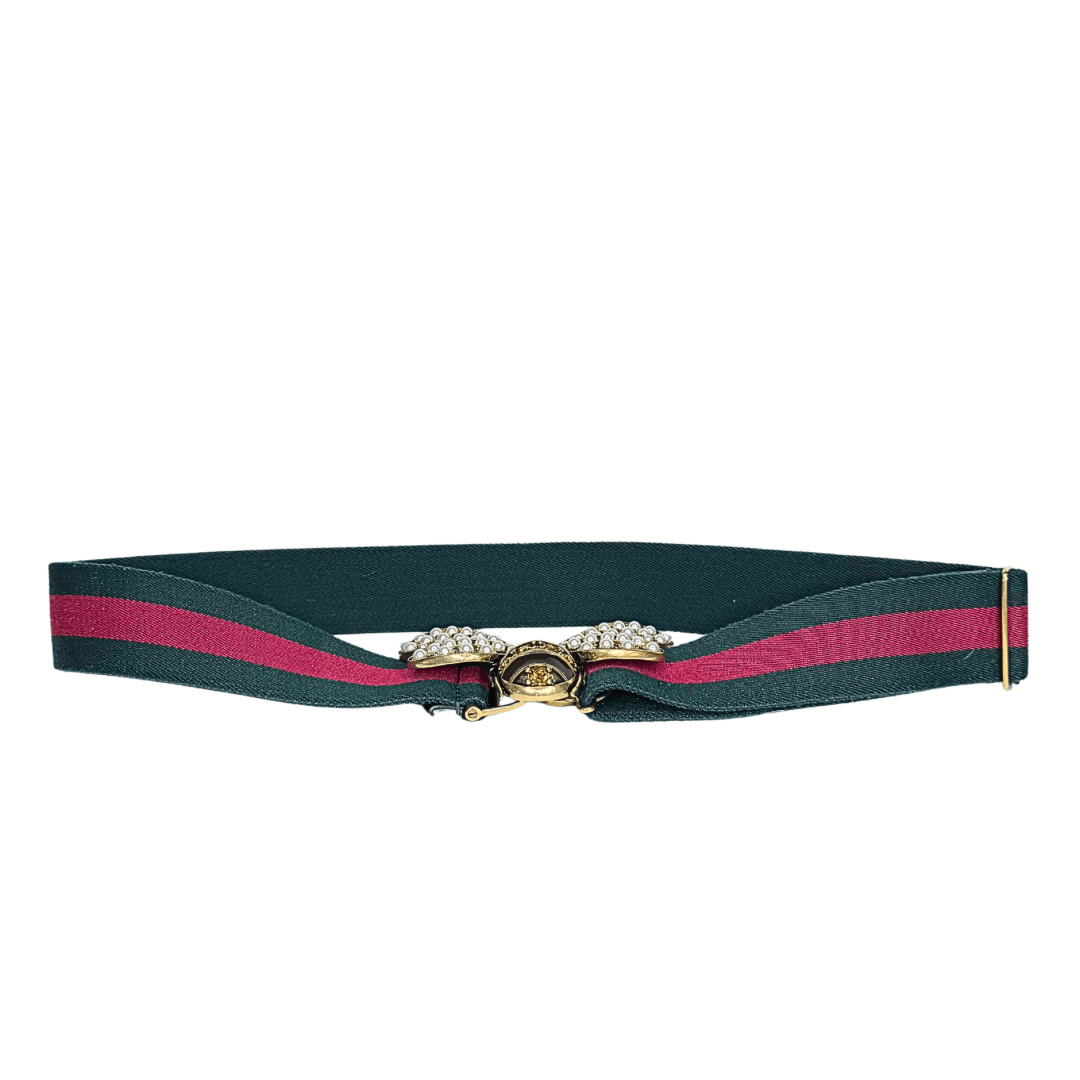 Gucci Web Queen Margaret Bee Belt