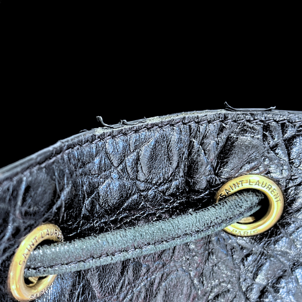 Yves Saint Laurent Croc Embossed Leather Bucket Bag