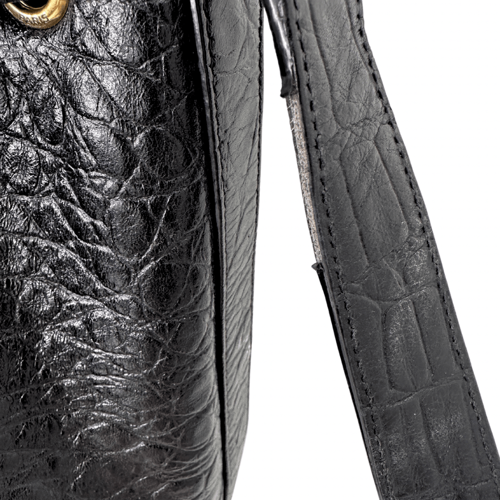Yves Saint Laurent Croc Embossed Leather Bucket Bag