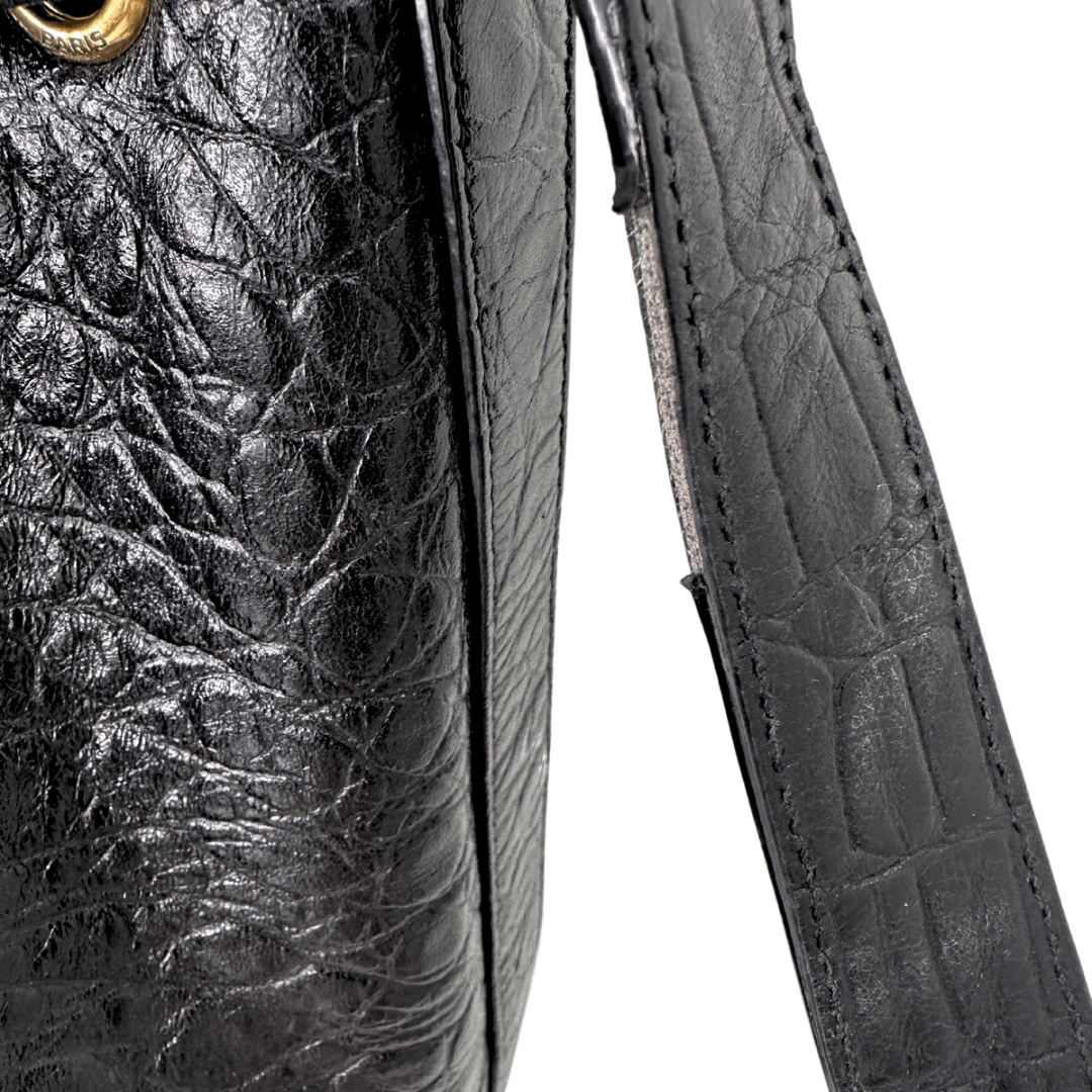 Yves Saint Laurent Croc Embossed Leather Bucket Bag
