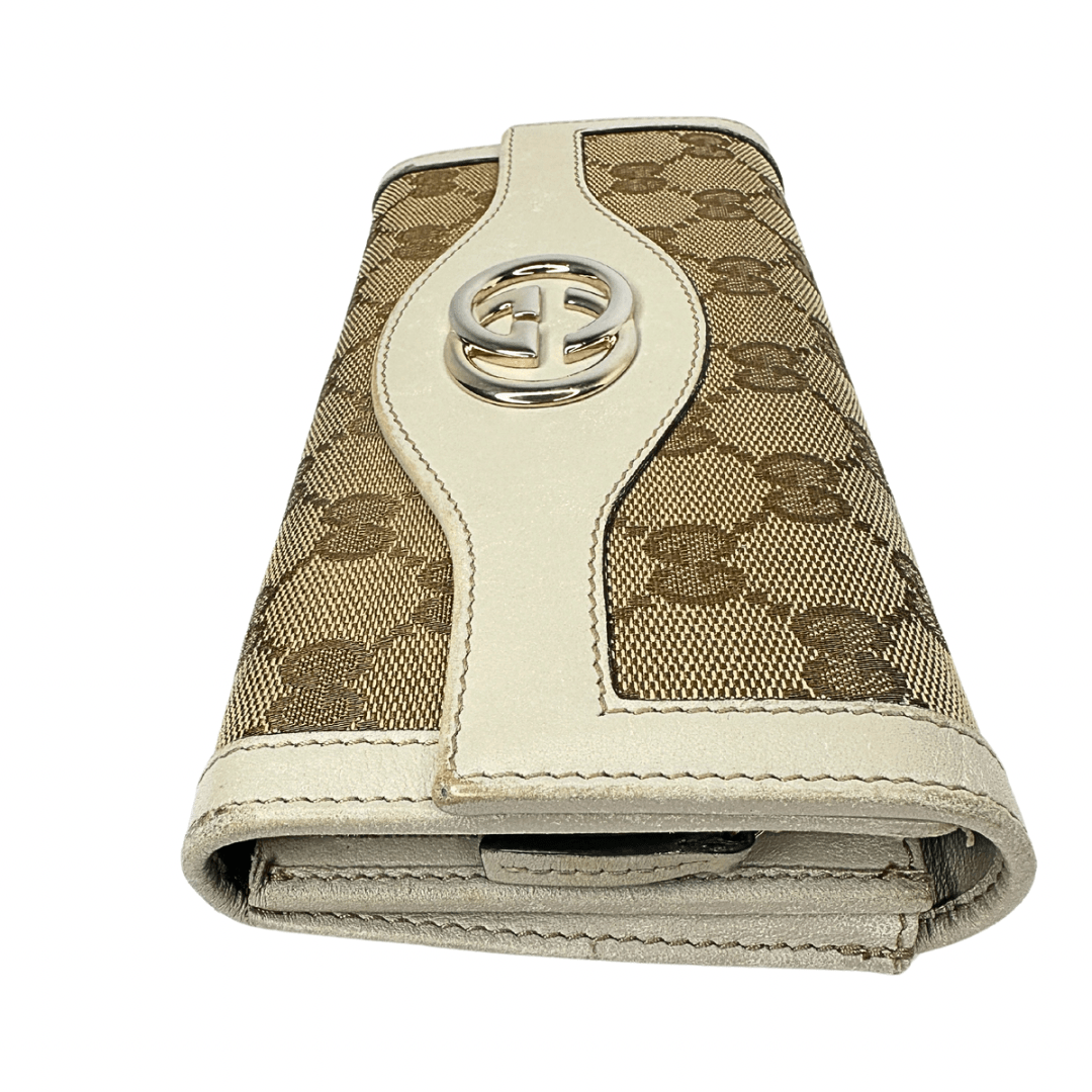 Gucci GG Canvas & Leather Continental Logo Wallet