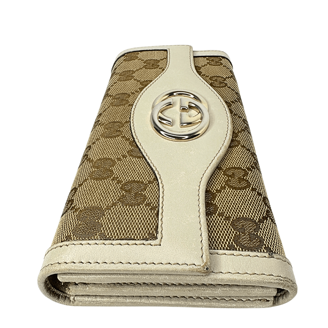 Gucci GG Canvas & Leather Continental Logo Wallet