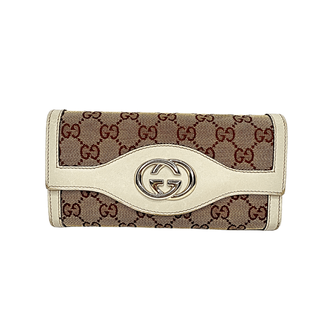 Gucci GG Canvas & Leather Continental Logo Wallet