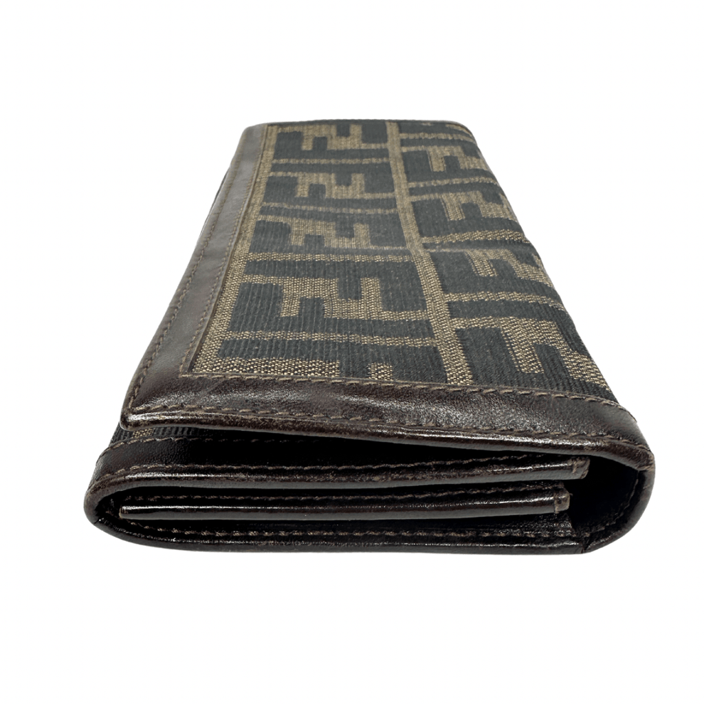 Fendi Zucca Canvas Continental Snap Wallet