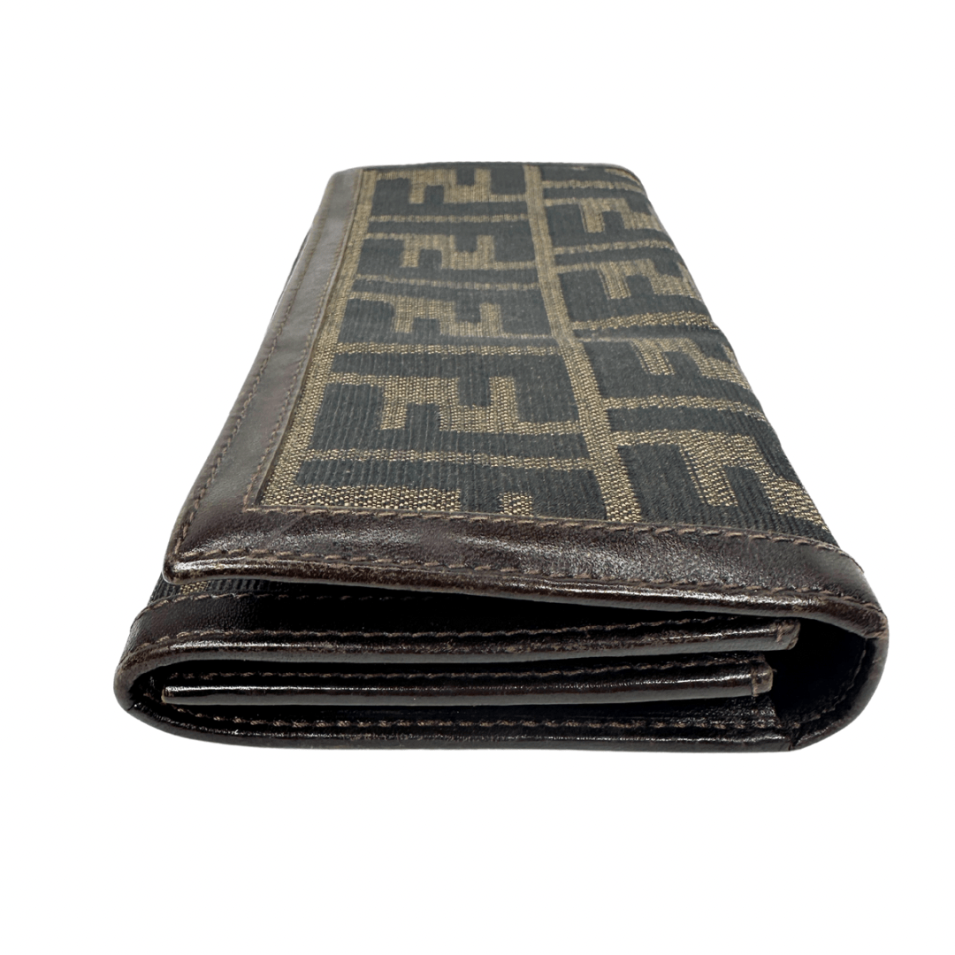 Fendi Zucca Canvas Continental Snap Wallet
