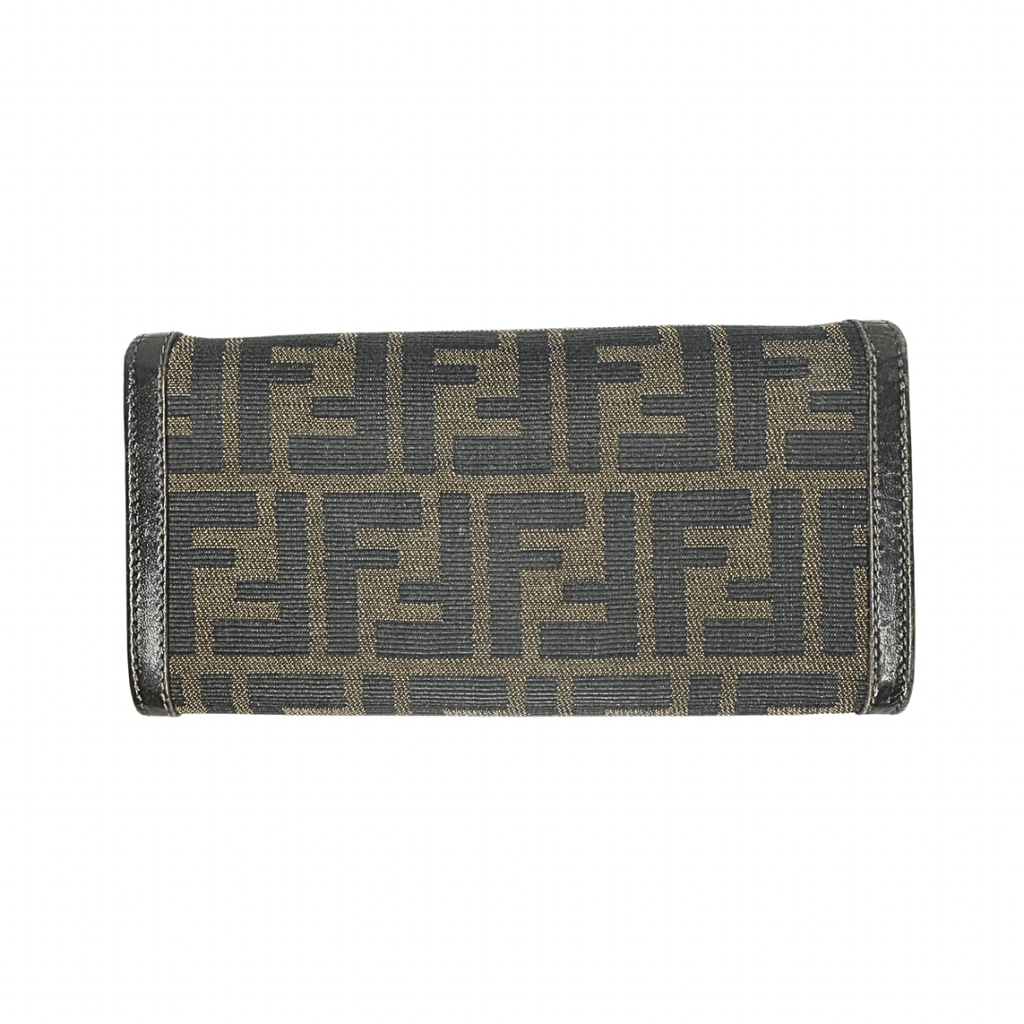 Fendi Zucca Canvas Continental Snap Wallet